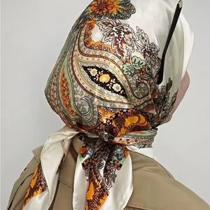 Floral Paisley Scarf - Cream and Orange
183